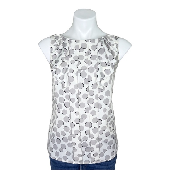 LOFT Grey & White Polka Dot Sleeveless Blouse XS - Picture 1 of 7